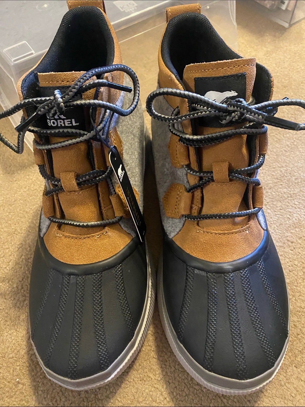 SOREL Out N About Waterproof Duck Boots Tan Gray Black Women’s Size 11 NWT - Picture 6 of 9